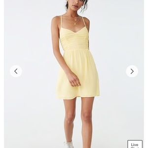 NWT Yellow Forever 21 dress. Lace up back